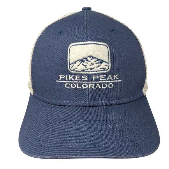Pikes Peak Colorado Strapback Trucker Hat Blue OS Adjustable Ouray Sportswear - Picture 1 of 9